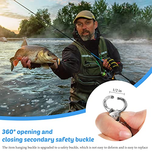 Woanger 6 Pack Fishing Lanyard Steel Wire Coiled Lanyard Tool Lanyards for Hand Tools Kayak Retractable Tool Leash Fishing Rod Safety Lanyards Gear with Alloy Clips for Pliers Boating - color: Blue