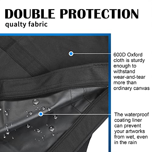 JJRING Extra Large Dacron Waterproof Light Weight Art Portfolio Tote Bag, 37'' x 49'' for 36'' x 48'' Black Carrying Storage Case For Poster, Sketching, and Drawing - size: 36''*48''