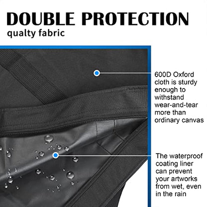 JJRING Dacron Light Weight Large Size Art Portfolio Tote Bag, 33'' x 43'' for 32'' x 42'' Black Carring Storage Case For Poster, Sketching and Drawing - size: 32''*42''