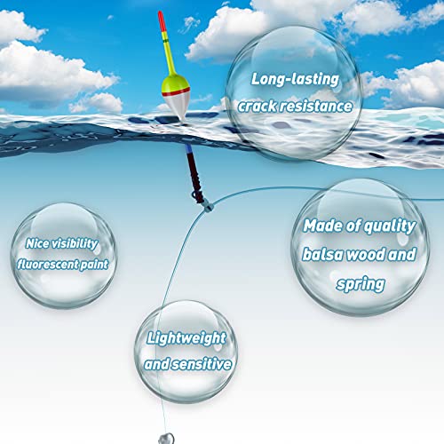 Sumind Fishing Floats Bobbers Balsa Wood Floats Oval Stick Slip Bobbers for Fishing Balsa Floats Crappie Tackle Accessories (20 Pieces)