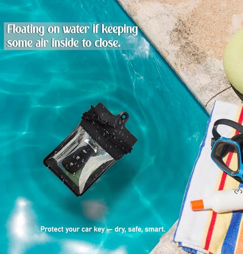 Waterproof Car Key FOB Pouch Submersible Dry Bag Holder for ID Credit Cards Cash Keys Case Swim Surf Floating Wallet - color: Black + Black