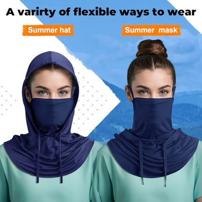 Funtery Summer Cooling Balaclava Mask, UV Protection Hood Mask Breathable Cycling Face Cover Full Head Scarf for Men Women - color: Black, Dark Gray, Light Gray, Navy