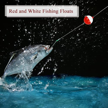 100 Pcs Fishing Float,Hard ABS Fishing Bobber,Red and White Bobbers,Push Button Round Buoy Floats for Tackle Accessories(Size: 0.75/1/1.5 Inch)