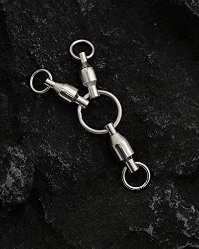 BLUEWING Ball Bearing 3-Way Swivels Fishing 10pcs Brass/Stainless Steel with Rolling Barrel 104lbs, 134lbs, 168lbs