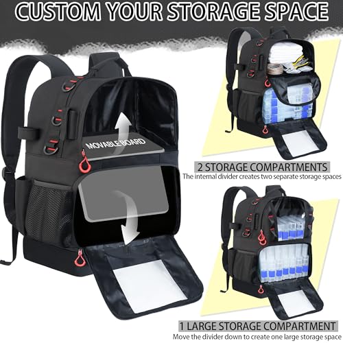 Fishing Tackle Backpack with Cooler,45L Large Tackle Bag with 2 Rod Holders & Clear Window,Outdoor Fishing Backpack for Fishing,Camping,Hiking,Black - color: Black