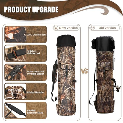 Fishing Pole Bag Rod Case, Folding Fishing Pole Bag Fishing Gear - color: Camouflage