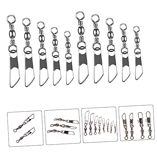 50Pcs Fishing Swivels Snap Connectors 6# 8# 10# 12# 14# Assorted Sizes Durable Fishing Tackle for Freshwater Fishing Fish Line and Lure Connectors