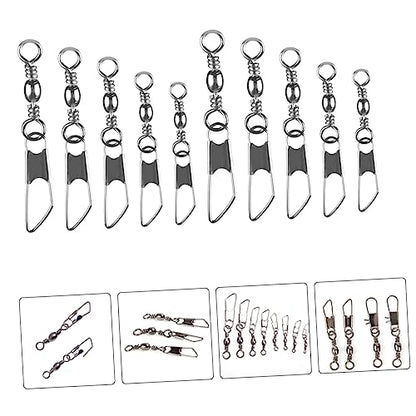 50Pcs Fishing Swivels Snap Connectors 6# 8# 10# 12# 14# Assorted Sizes Durable Fishing Tackle for Freshwater Fishing Fish Line and Lure Connectors