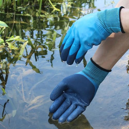 TOYANDONA Outdoor Waterproof Fishing Gloves Double-Layer Wear-Resistant Gardening Gloves with Non-Slip Grip for Planting and Fish Catching 1 Pair