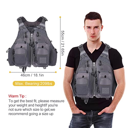 Lixada Fly Fishing Vest Fishing Jacket Breathable Polyester Mesh Design Fishing Vest - color: Grey