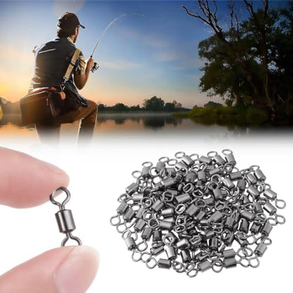 50Pcs Fishing Line Connector, High Strength Fishing Barrel Swivels Set Stainless Steel Ball Bearing Swivel Rolling Bearing Snap Connector for Saltwater Freshwater Fishing Tackle Accessories