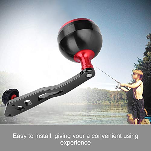 Tbest Knob Power Handle Grip,Fishing Reel Handle CNC Knob with Fittings Replacement Parts Accessory - color: Black+Red