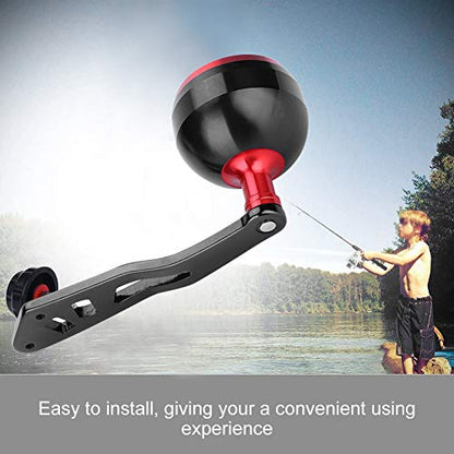Tbest Knob Power Handle Grip,Fishing Reel Handle CNC Knob with Fittings Replacement Parts Accessory - color: Black+Red