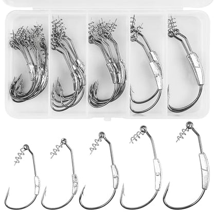 Weighted Swimbait Hooks,10pcs Jig Heads with Twistlock Weighted Soft Plastic Worm Fishing Hooks for Bass Fishing Saltwater Freshwater - size: 5 Sizes Mixed-26pcs