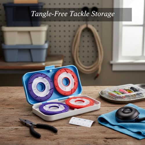 Fishing Line Spool Organizer Box, Durable ABS Tackle Storage with Dividers for Multiple Spools (1 Pack) - size: 5.91 x 3.15 x 1.18 in