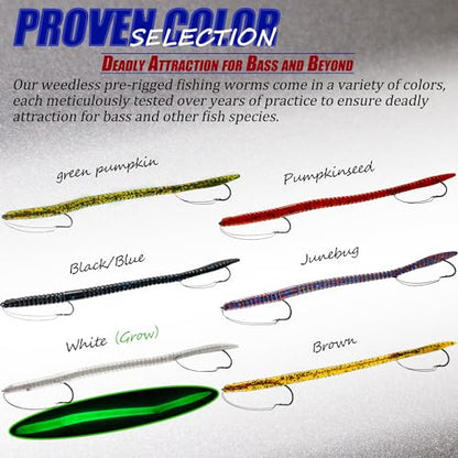 Fishing Lures Bass Lures, Weedless Pre Rigged Bionic Sinking Bass Fishing Lure Soft Plastic Swimbaits for Trout, Walleye, Crappie, Fishing Worm Swim Baits Minnows for Saltwater Freshwater - color: A5-12PCS-Pumpkin Seed, Black Blue, Chocolate