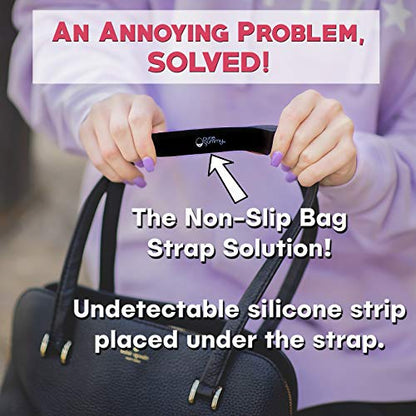 Purse Gummy - Stop Strap Slips - the ORIGINAL Non Slip Grip Strip Pad for Handbag Strap as seen on Today Show - Shoulder Bag, Tote bag, Cushion Accessory - SET of 6 PIECES - color: Black & Semi-Clear