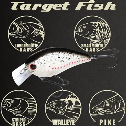 LUCKY CRAFT LC 2.5 Silent Crankbait Fishing Lures, 2-3/8” Squarebill Crankbait, Bass Lures, Floating 4ft Depth Hard Bait, Champion Freshwater Fishing Gear and Tackle Box Accessories - color: 400 White Shad
