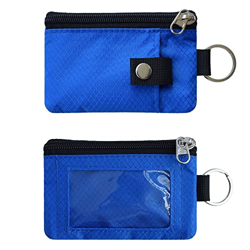 CHENSPRX Minimalist RFID Blocking Small Wallet with ID Window,WaterResistant Zip Id Case Wallet with Lanyard Keychain for Cards,Cash,Travel,Women,Men - color: Blue