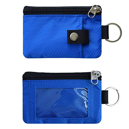 CHENSPRX Minimalist RFID Blocking Small Wallet with ID Window,WaterResistant Zip Id Case Wallet with Lanyard Keychain for Cards,Cash,Travel,Women,Men - color: Blue