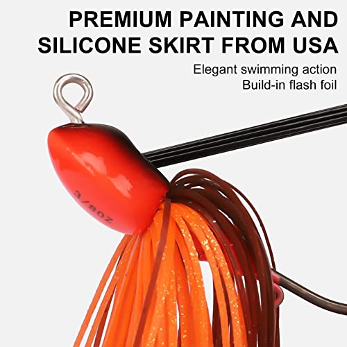 TRUSCEND Jigs Fishing Lures with Ultra Smooth Teflon Hook, Tour Grade Titanium Weed Guard Swim Jigs, Valuable Weedless Skirted Jig, Well-Made Lures for Crappie Bass Trout, Freshwater Fishing Gear - color: C1-3/8oz