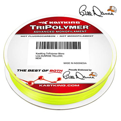 KastKing TriPolymer Advanced Monofilament Fishing Line, Low Light Refraction, Super Smooth, Highly Abrasion Resistant, Triple Cross Head Extrusion Process Fishing Line - color: SUNRISE YELLOW, size: 12LB-300Yds