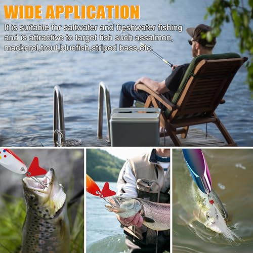 Fishing Spoons Lures Set,5pcs Hard Metal Casting Jigging Spoon Baits with Sharp Treble Hooks Jig Spoons Lure for Saltwater Freshwater Bass Trout Salmon Crappie Walleye Pike - size: 1/2oz(14g)_5pcs