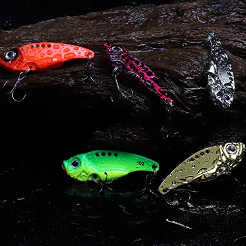 Dovesun 15/20pcs Fishing Spoon Lures Fishing Bait Trout Bass Fishing Lure for Bass, Crappie, Trout Walleye 1/5oz 1/4oz 3/8oz 1/2oz - color: A-BLADE BAITS-15pcs