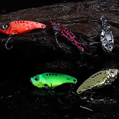 Dovesun 15/20pcs Fishing Spoon Lures Fishing Bait Trout Bass Fishing Lure for Bass, Crappie, Trout Walleye 1/5oz 1/4oz 3/8oz 1/2oz - color: A-BLADE BAITS-15pcs
