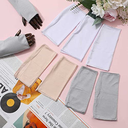 Geyoga 8 Pairs Sun Protection UV Gloves for Women Fingerless Hand UV Protection Glove for Gel Manicures Summer Driving Biking - color: White, Gray, Skin