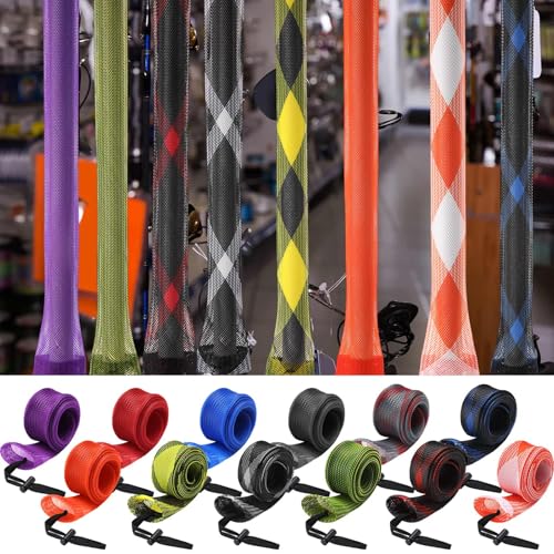Woanger Lengthen Fishing Rod Sleeve Socks Covers Braided Mesh Rod Protector Fishing Tools Accessories for Bait Casting Sea - size: 83 x 0.12"