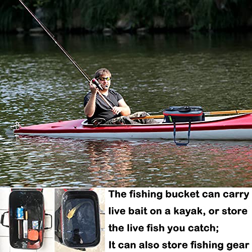Grneric Fishing Bucket, 6Gallon/8Gallon/10Gallon Foldable Fish Bucket,Live Fish Container Multi-Functional Live Fish Bait Bucket,Outdoor Camping EVA Fishing Bag and Fish Protection Bucket - color: 38l/10gallon(black)