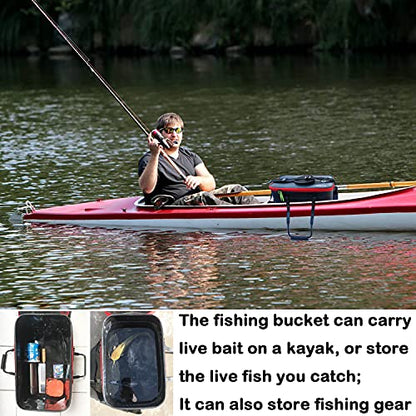 Grneric Fishing Bucket, 6Gallon/8Gallon/10Gallon Foldable Fish Bucket,Live Fish Container Multi-Functional Live Fish Bait Bucket,Outdoor Camping EVA Fishing Bag and Fish Protection Bucket - color: 38l/10gallon(black)