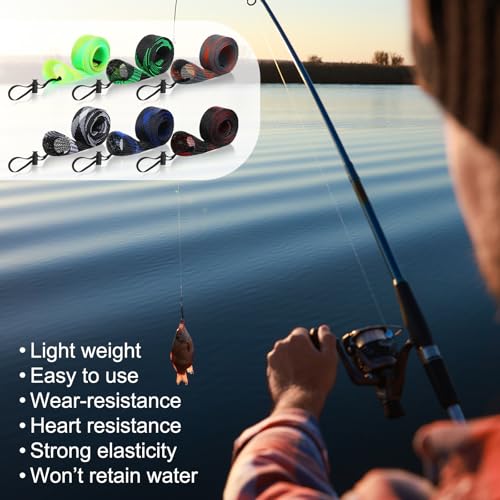 12 Pcs Fishing Rod Sleeves and Lure Wraps for Rods Poles,Red | 66.93 x 1.77 Inches Fishing Rod Socks, 5.91 Inches Fishing Lure Covers for Pole and Lure Protecting - color: Red