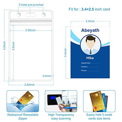 Abeyath 200 Pack Extra Thick ID Badge Holder Vertical Clear ID Card Holder with Waterproof Resealable Zip Name Tag Holder for Nurses, School and Office（ 2.25x3.5Inch） - style: 200pack