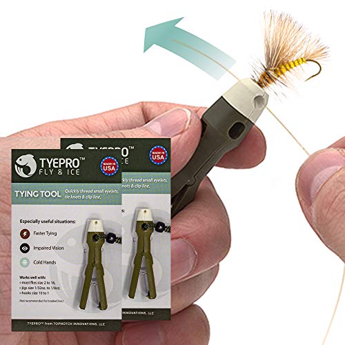 Fly and Ice Fishing Knot Tying Tool 2-Pack | Tie Knots for Flies, Hooks, and Jigs, Grip Eyelet, Thread Line, Clip Fishing Line
