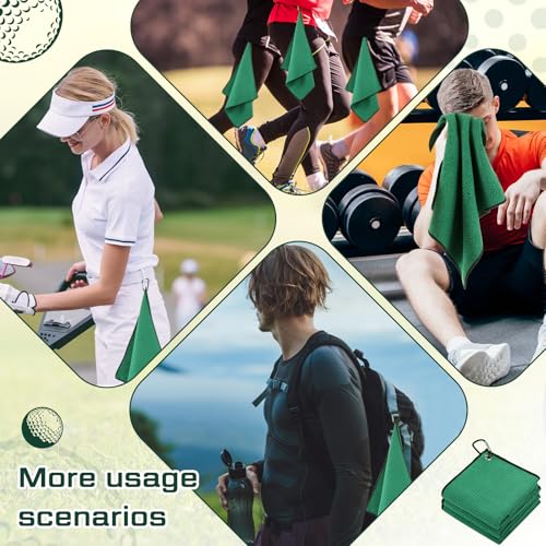 Batiyeer 30 Pcs Bulk Golf Towels for Golf Bags 16'' x 16'' Microfiber Fabric Golf Towel Waffle Pattern with Clip for Bags Men Mini Tournament Fitness Yoga Camping(Green) - color: Green