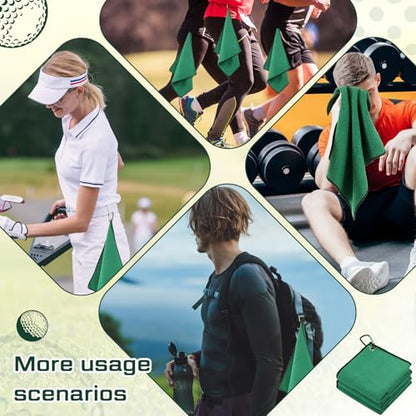 Batiyeer 30 Pcs Bulk Golf Towels for Golf Bags 16'' x 16'' Microfiber Fabric Golf Towel Waffle Pattern with Clip for Bags Men Mini Tournament Fitness Yoga Camping(Green) - color: Green