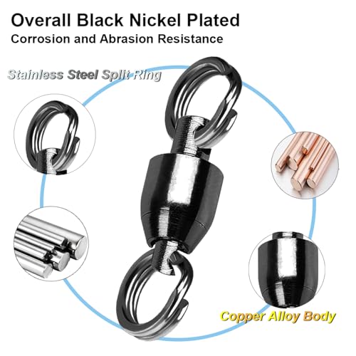 QISHUO Ball Rolling Bearing Swivel Saltwater High Strength Fishing Swivel Steel Bearing Connector Fishing Swivels Stainless Black Nickel 8lbs-135lbs - size: Size 4(31lb) 25 pcs
