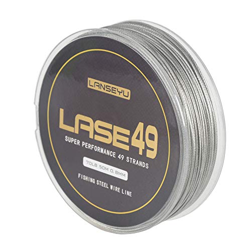 50M 44lb/70lb Test Stainless Steel Fishing Wire - 7x7 Strands, 0.6mm/0.8mm Trace Coating, Jigging Line - color: 0.8mm-70lb-50M