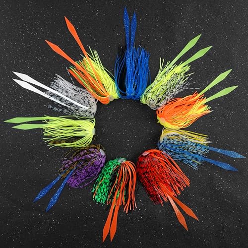Silicone Jig Skirts Replacement Spinnerbait Skirts Fishing Lure Skirt Quick Change Umbrella Skirt for Spinnerbaits Buzzbaits Bass Fishing Jig Lure Making Supplies, 10/20pcs - color: 10 Packs