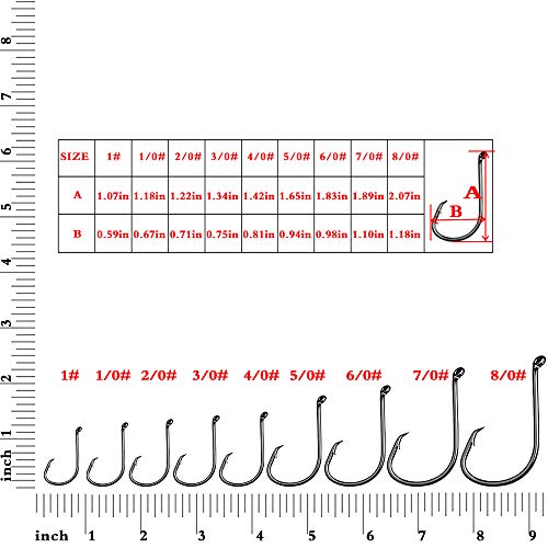 1#-8/0# Offset Octopus Hooks Rig, Fishing Wire Leader -Heavy Duty Stainless Steel Wire Line Leaders with Rolling Swivel and Barb Hooks, Fishing Lure Bait Rig Saltwater… - size: 1/0#