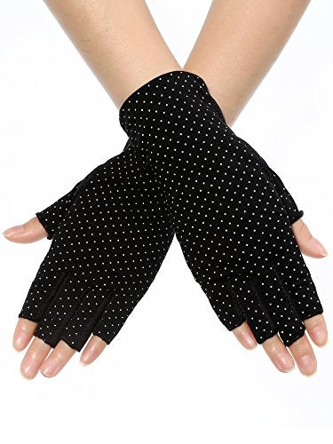 Maxdot Sun Gloves for Women UV Protection Fingerless Non Slip Sunscreen Driving Gloves for Summer Outdoor - style: Black