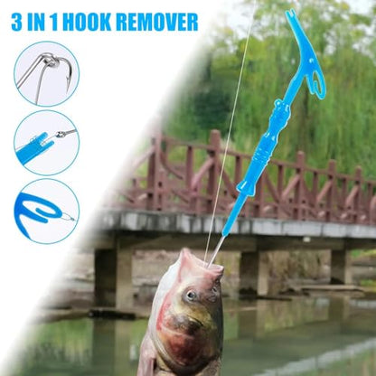 6 Pack Fish Hook Remover Tool 3in1 Fishing Hook Quick Removal Device Knot Tyer Fishing Knot Tying Tool Tying Fishing Line to Hooks Portable Fast Fishing Tie Hook