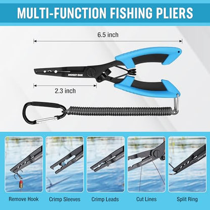 Mossy Oak Fishing Tools Kit- Fishing Plier, Fish Lip Gripper, Multifunctional Fishing Hook Remover with Lanyards Sheath, Saltwater Resistant Fishing Accessories & Equipment, Fishing Gifts for Men - style: 2pc fishing tool kit