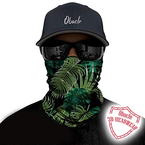 Obacle Seamless Face Mask Rave Bandana Men Women for Dust Sun Wind Protection - color: Banana Leaf Green