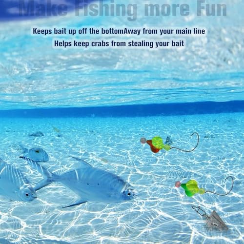 Dovesun 220/104/80/60/54/52/42pcs Pompano Rig Floats for Surf Fishing Foam Bobbers for Fishing Fly Fishing Bobbers Floats Bright Color Kit/Round/Cylindrical/Heart/Bullet/Pill/Spin Shape - color: Spin Floats-42pcs
