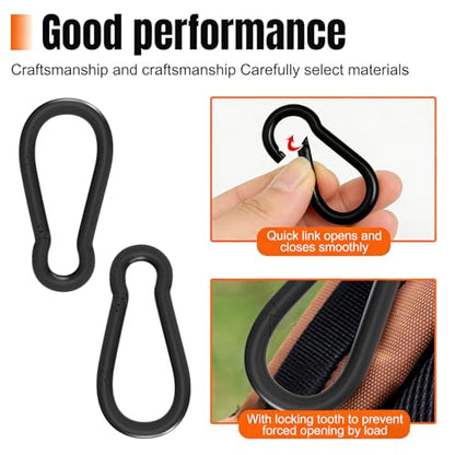 Heavy-Duty Carabiner Clip 1.57"–5.5", Black/Silver Spring Snap Hook, Quick Link Keychain Clip for Keys, Swing Set, Camping, Fishing, Hiking & Traveling (120–1350 lbs) - color: Black, size: 3.12Inch(M8)-16PCS