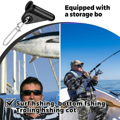 8 Pcs Fishing Line Sinker Sliders with Slide Lock Rotating Swivel Fishing Sinker Weight Slide Sleeve Locking Clips Swivel for Freshwater Saltwater Rig Catfish Rig Black
