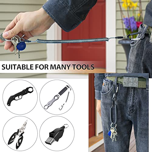 Fishing Lanyard Heavy Duty Retractable Coiled Tether with Carabiner for Pliers, Boating, Tools - color: 12pcs+multicolor